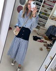 Miley Skirt, Navy x Blue White Stripe