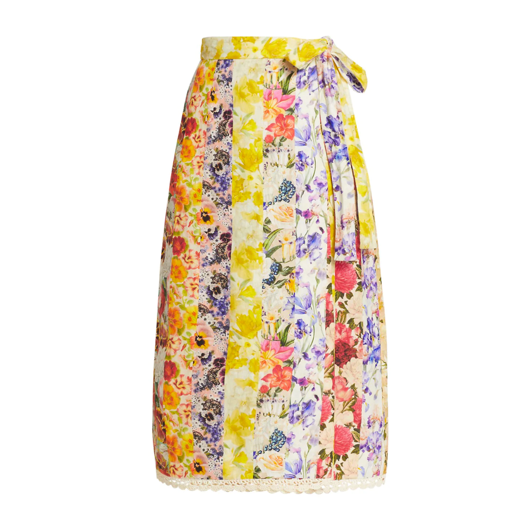 Wonderland Wrap Skirt, Spliced Stripe Floral