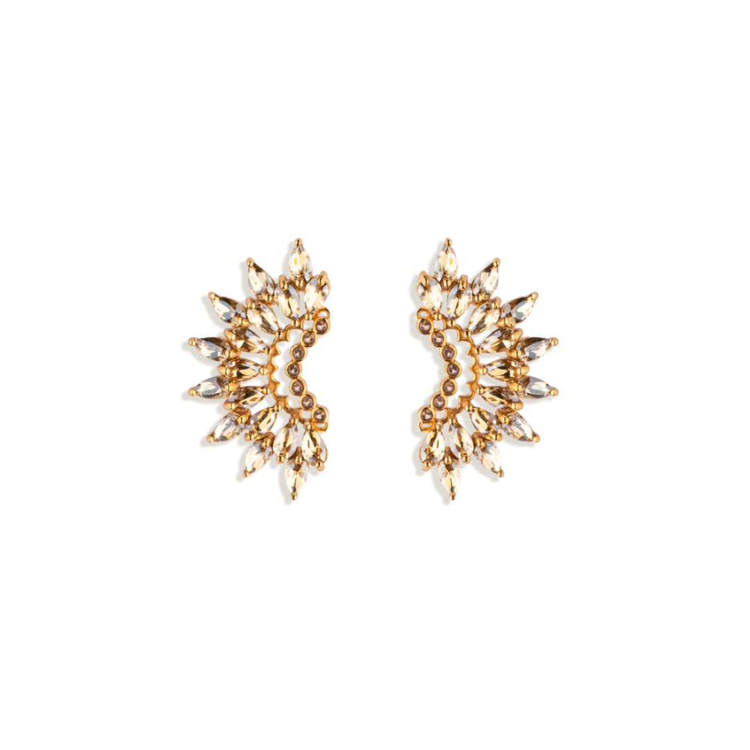 Crystal Madeline Crescent Earrings, Clear