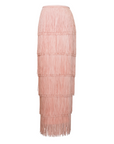 Fringe Cropped Lluvia Skirt, Peachy Pink