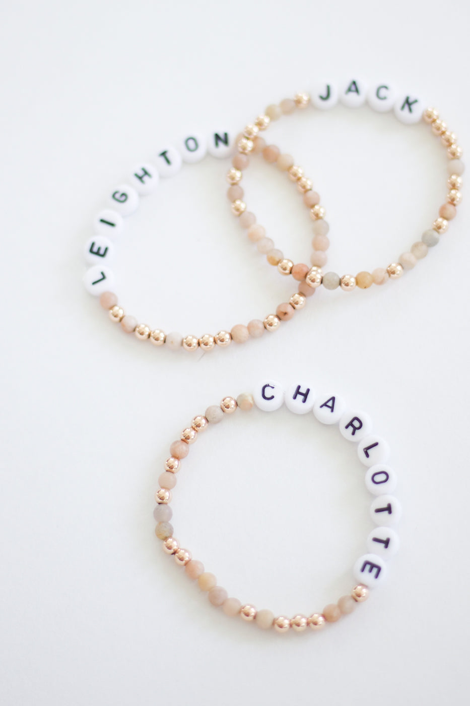 Personalized Moonstone x Gold Beaded Bracelet