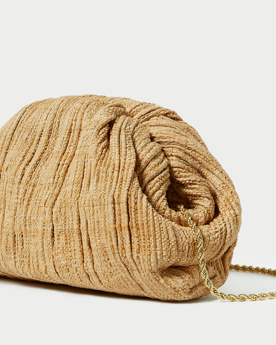 Bailey Pleated Dome Clutch, Natural