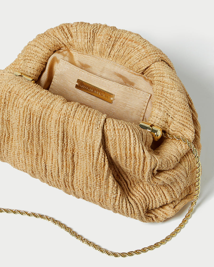Bailey Pleated Dome Clutch, Natural