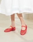 Leonie Crochet Ballet Flat, Red
