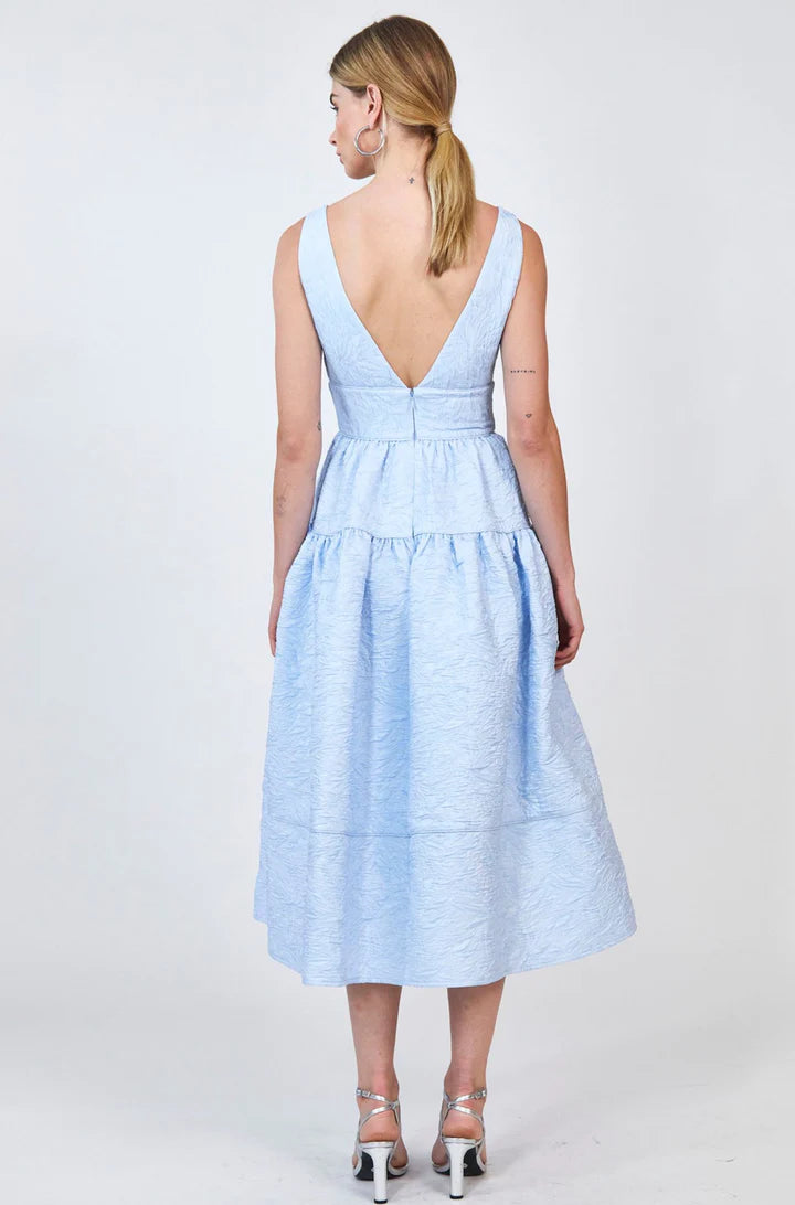 Mara Dress, Sky Blue Jacquard