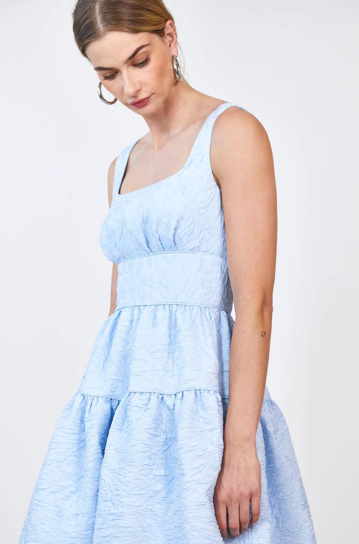 Mara Dress, Sky Blue Jacquard