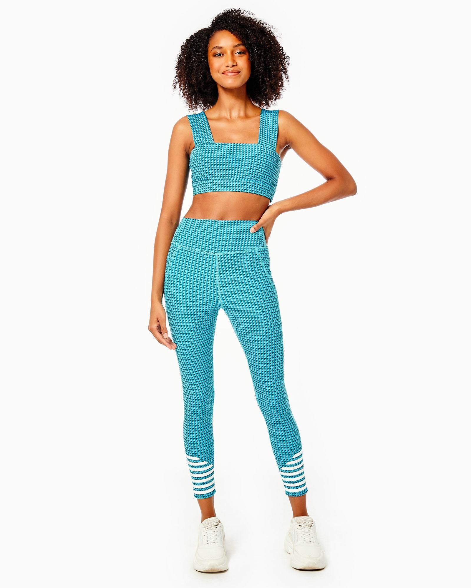 ADDISON BAY Moravian Sports Bra in Totally Teal Geo