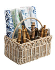 Provence Rattan Whitewash Silverware Caddy with Place for Napkins