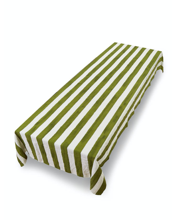 Stripe Linen Tablecloth, Green