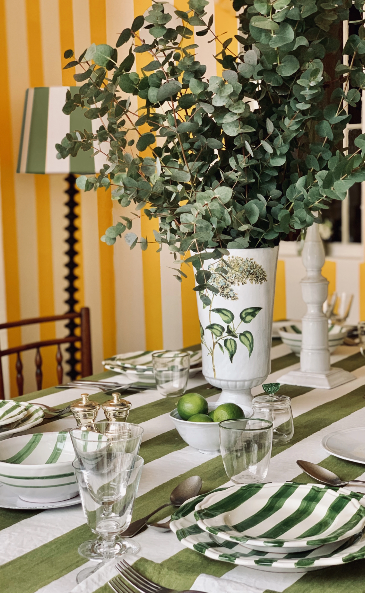 Stripe Linen Tablecloth, Green