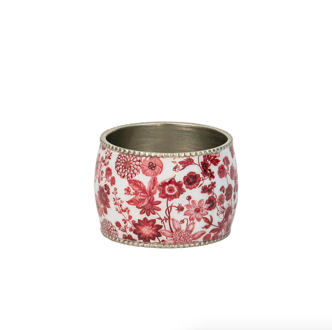 Field of Flowers Napkin Ring - Ruby
